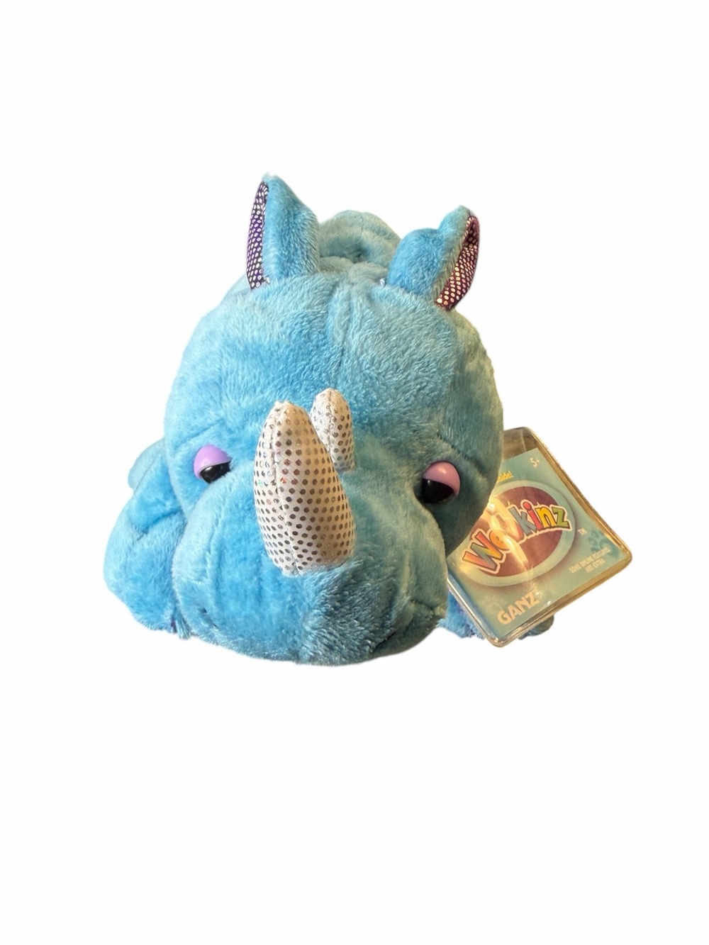 Ganz Webkinz Radiant Rhino HM637 Blue Plush Sealed Code Tag 2012